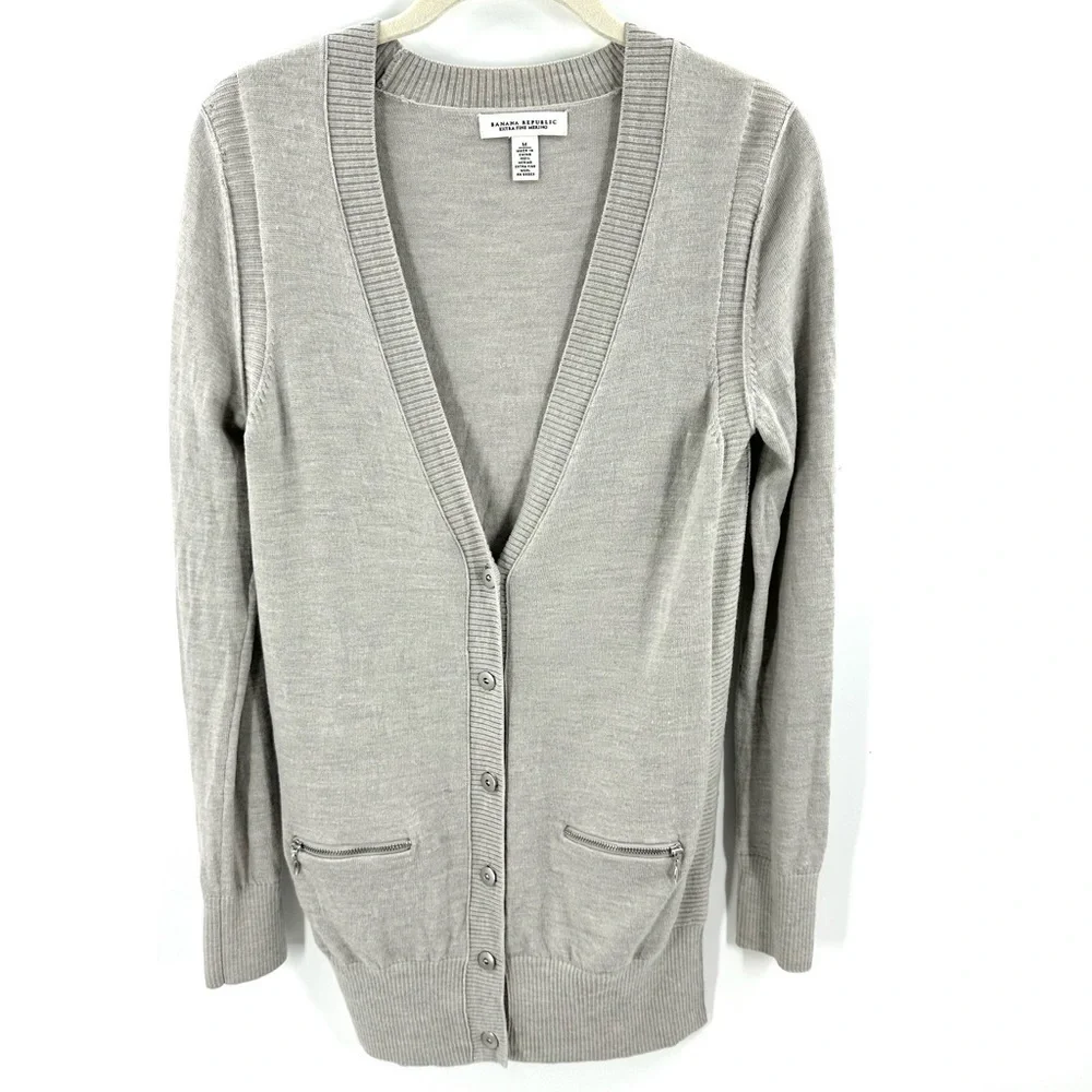 Banana Republic Merino Wool Cardigan Womens Medium Grandpa Preppy Granola Casual